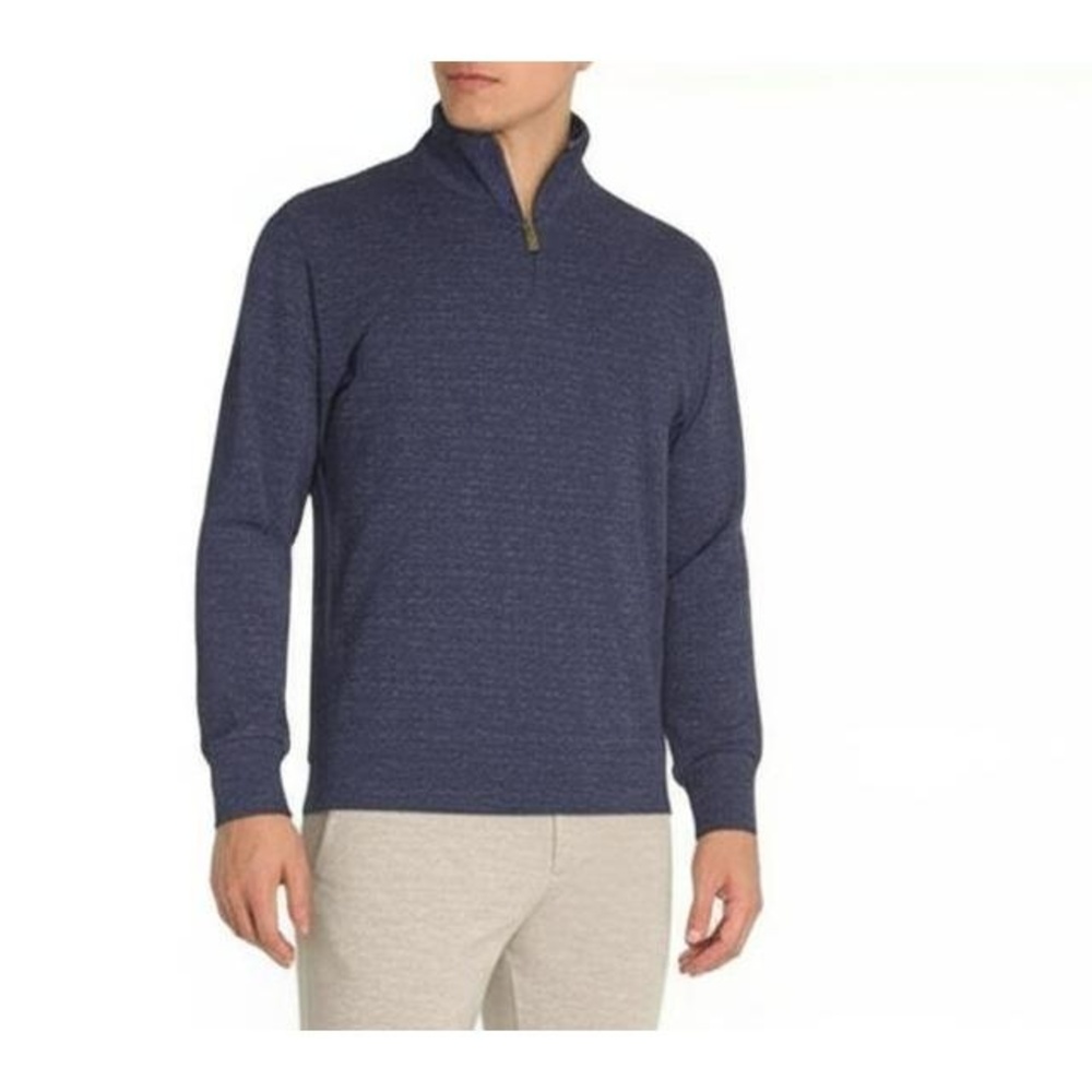 ROWM NWT Mens Quarter-Zip Pullover Sweater in Heather Navy-Size Medium